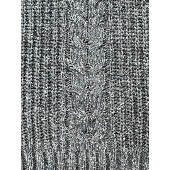 PrAna Womens Gray Cableknit Sweater Wool Blend Mock Neck 1/4 Zip M Cabincore - Picture 8 of 11